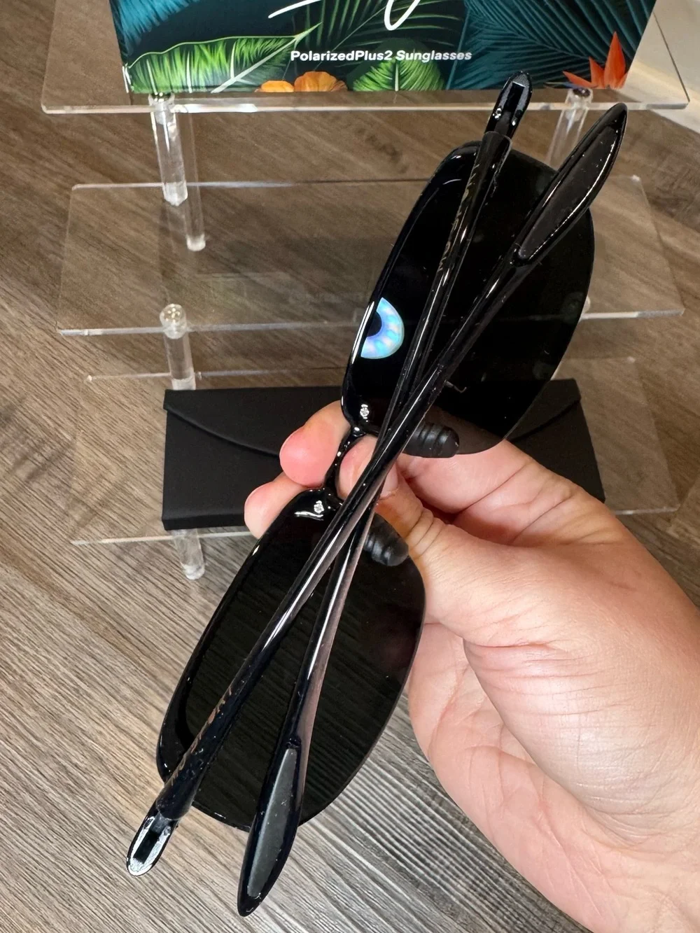 Maui Jim Ho’okipa Rimless Polarized Black Sunglasses